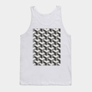 Interlocking Cubes Pattern - Shades of Grey Tank Top